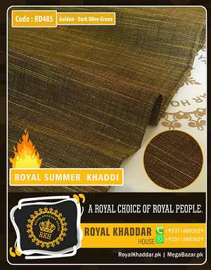 Golden - Dark Olive Royal Summer Designer Khaddar