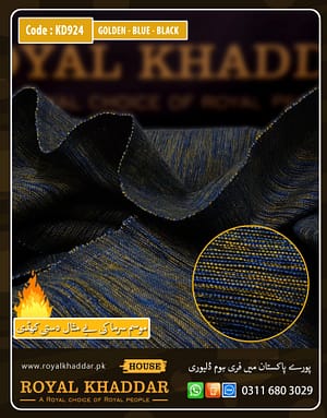 Gloden - Blue - Black Handmade Khaddi
