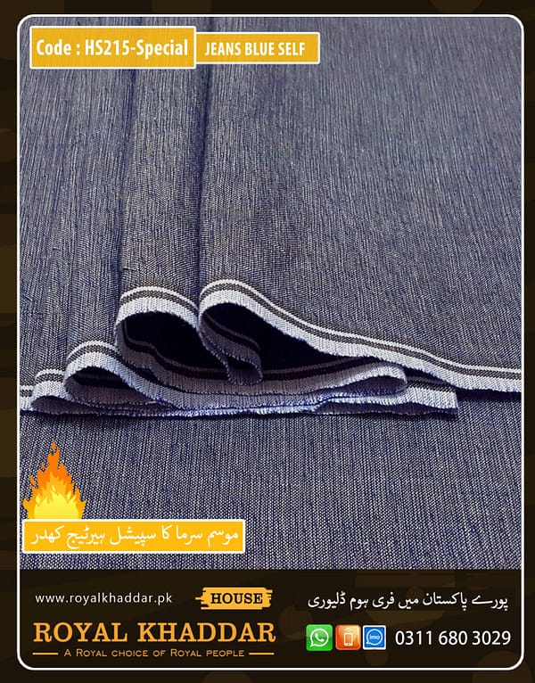 HS215 Jeans Blue Self Design Heritage Khaddar